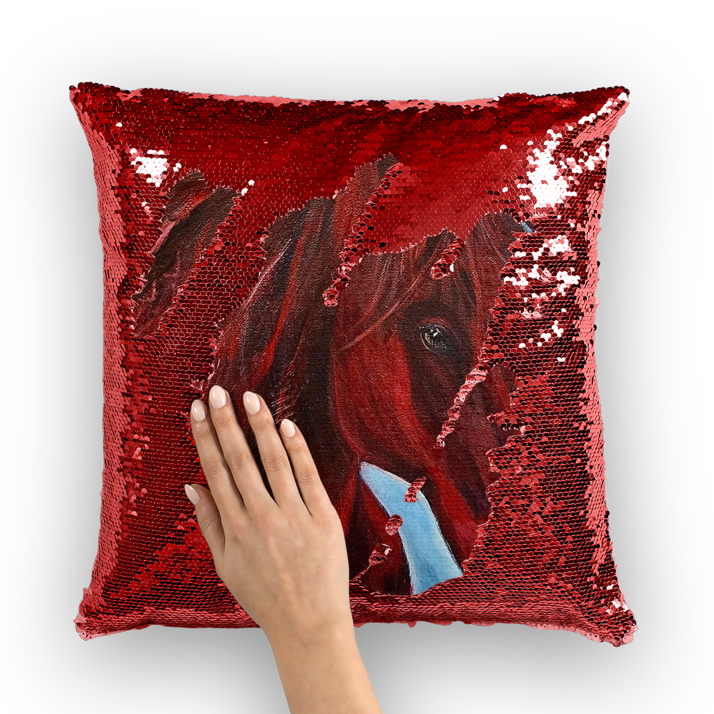 War Horse Sequin Cushion Cover