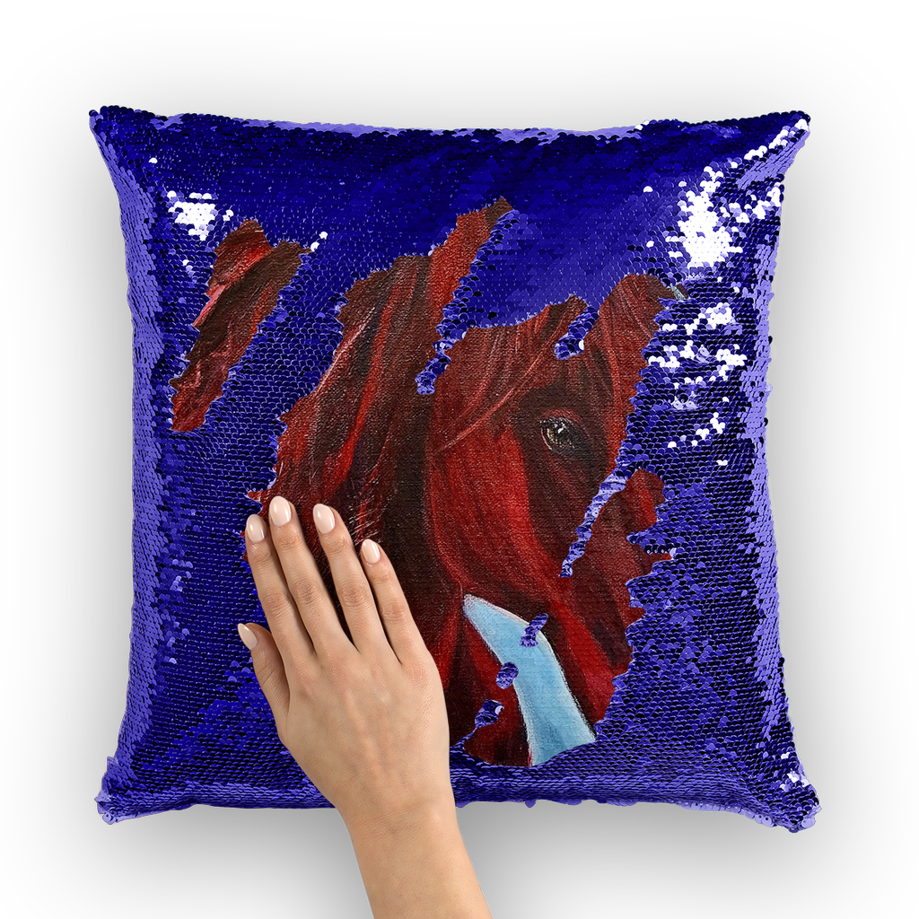 War Horse Sequin Cushion Cover