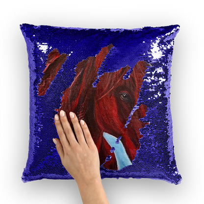 War Horse Sequin Cushion Cover