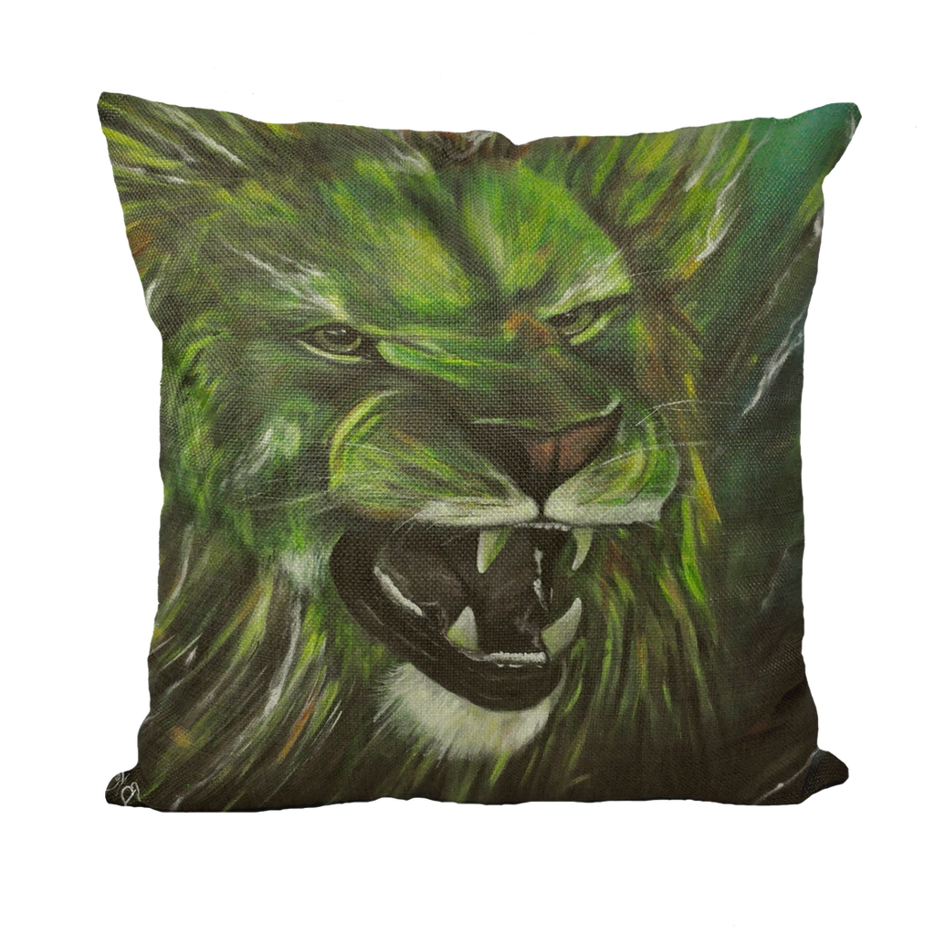 GREEN LION Throw Pillows