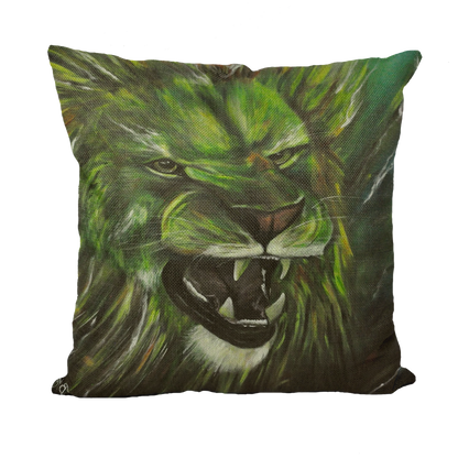 GREEN LION Throw Pillows