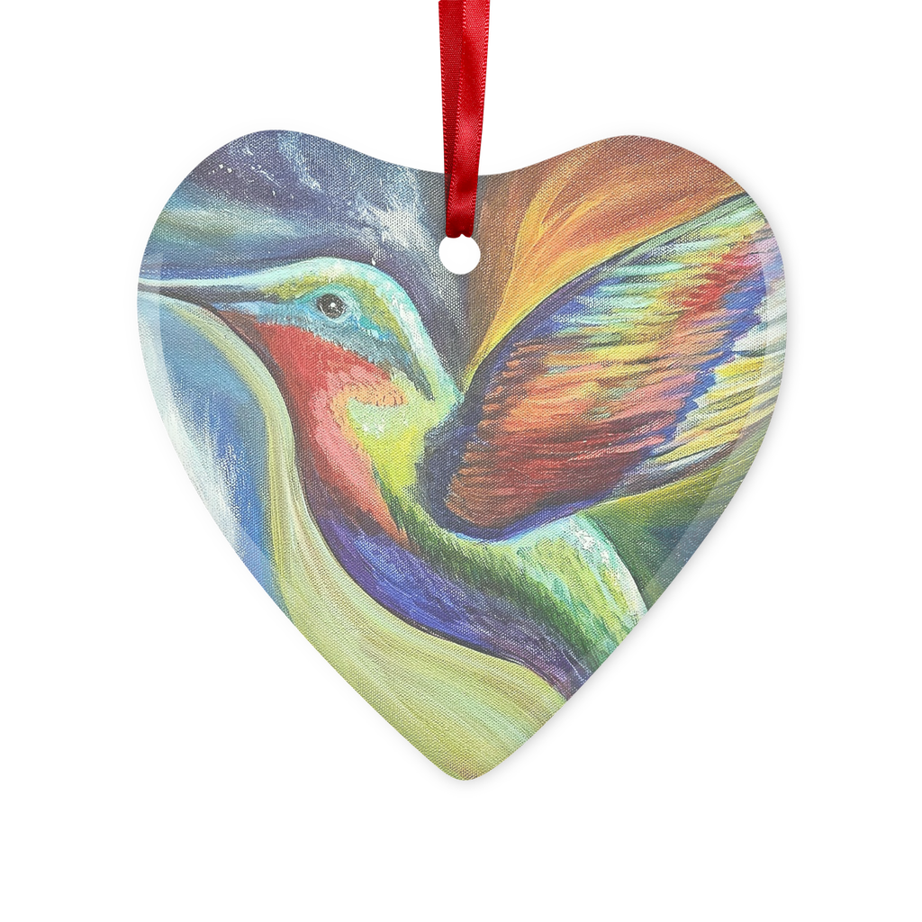 Humming Bird Glass Hanging Ornament