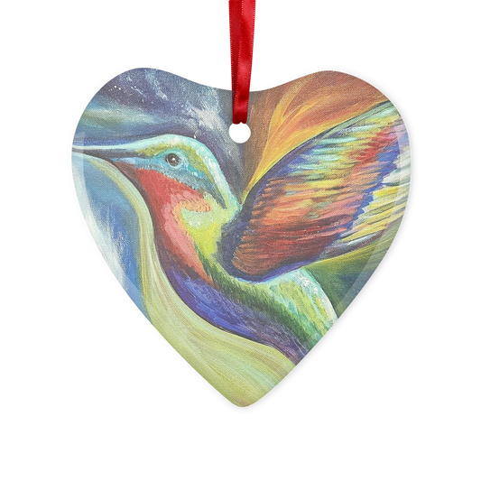 Humming Bird Glass Hanging Ornament