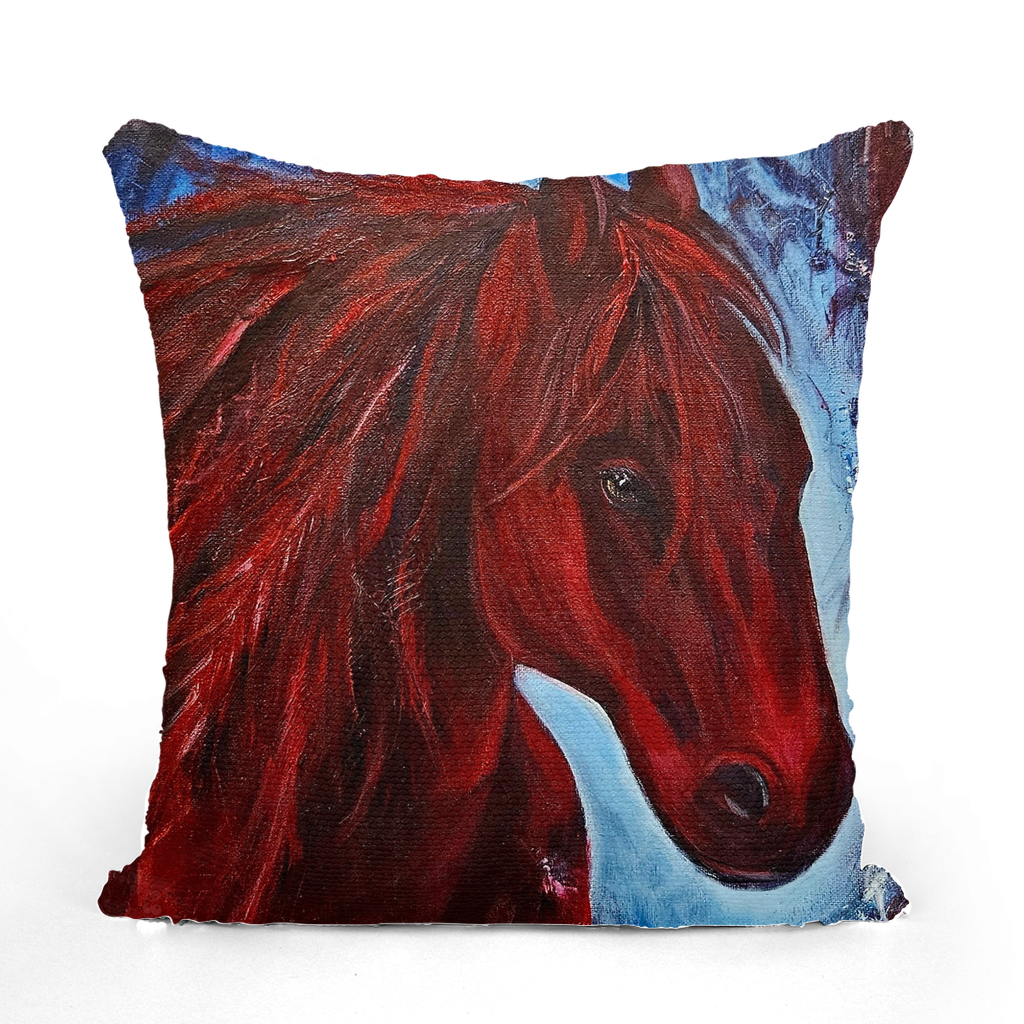 War Horse Sequin Cushion Cover