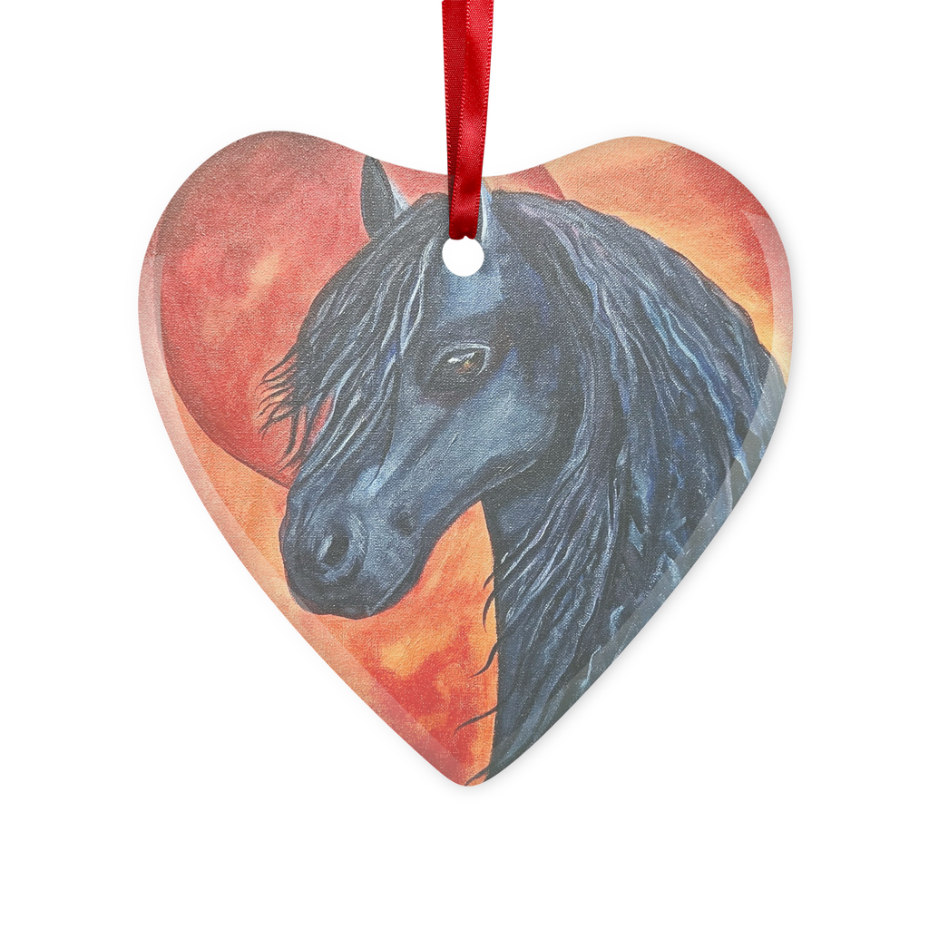 Black Horse Glass Hanging Ornament
