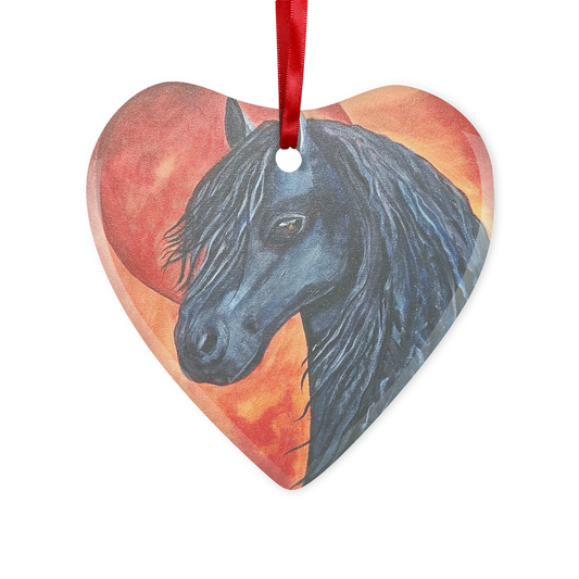 Black Horse Glass Hanging Ornament