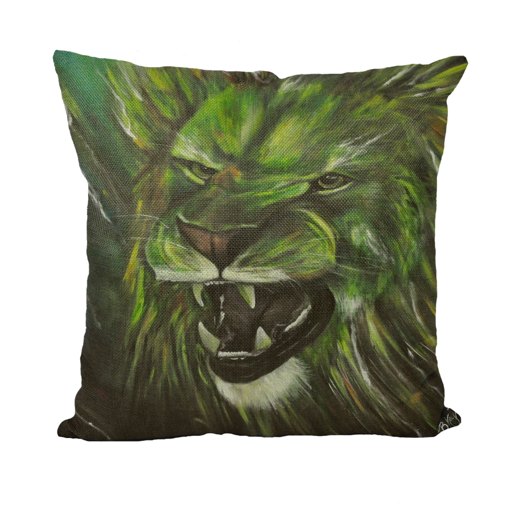 GREEN LION Throw Pillows