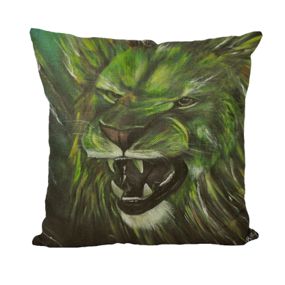 GREEN LION Throw Pillows