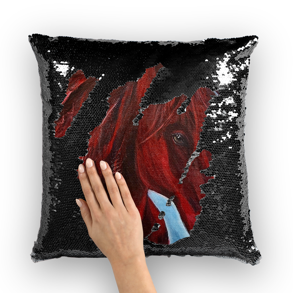 War Horse Sequin Cushion Cover