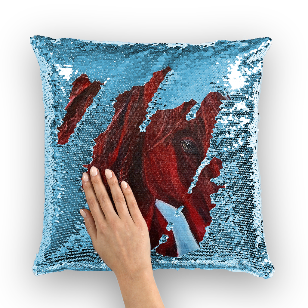 War Horse Sequin Cushion Cover