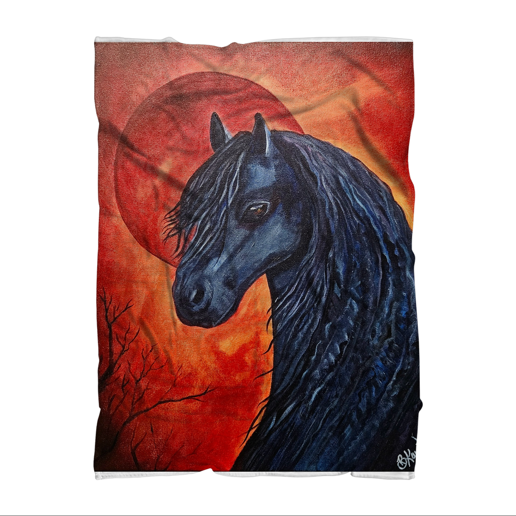 Black Horse Sublimation Throw Blanket