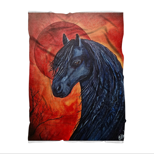 Black Horse Sublimation Throw Blanket
