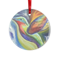 Humming Bird Glass Hanging Ornament