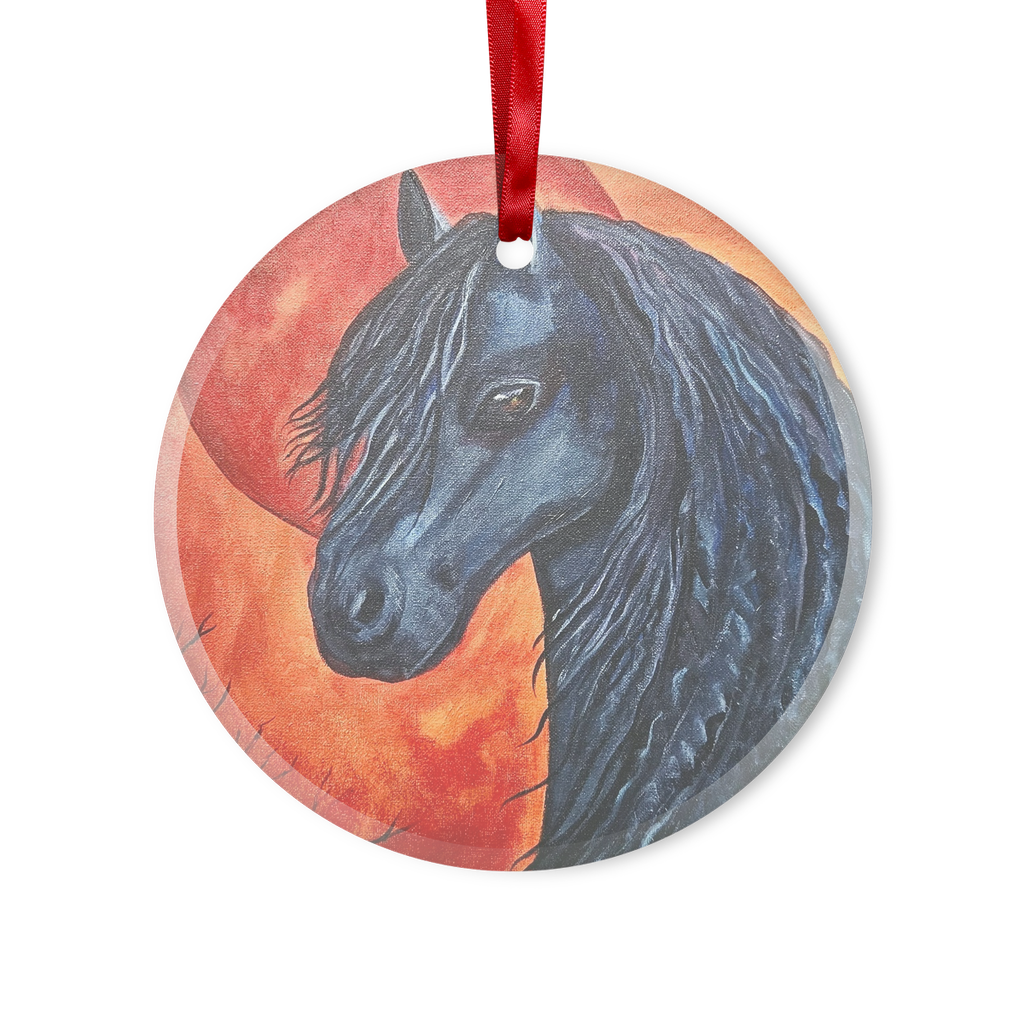 Black Horse Glass Hanging Ornament